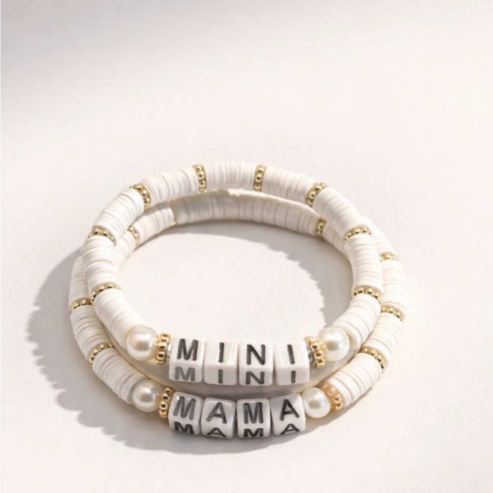 Mama & Mini Clay Bead Bracelet Set – Customizable